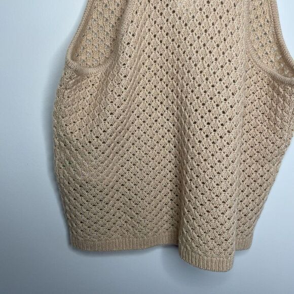 J.CREW Cashmere Top Women Small Tan NEW Pointelle Sleeveless Sweater BZ496 - Picture 7 of 12